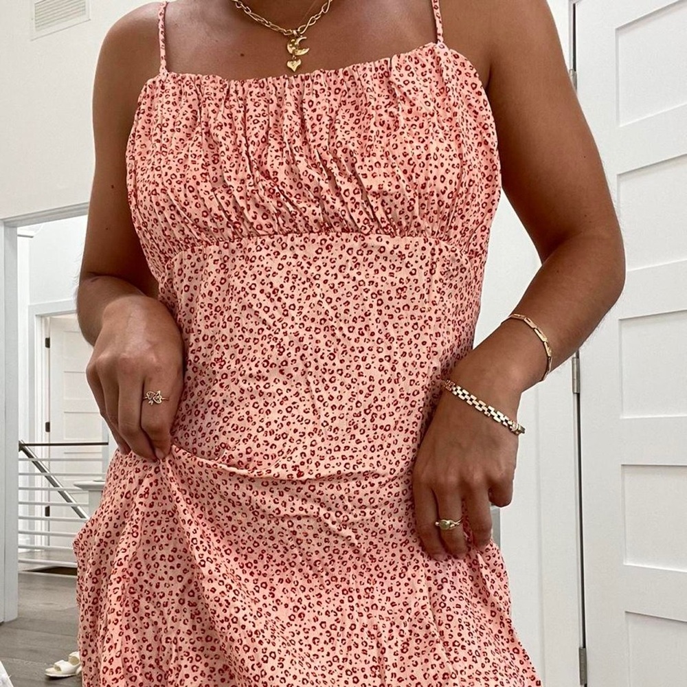 Free People Jamie Pink and Red Print Dress